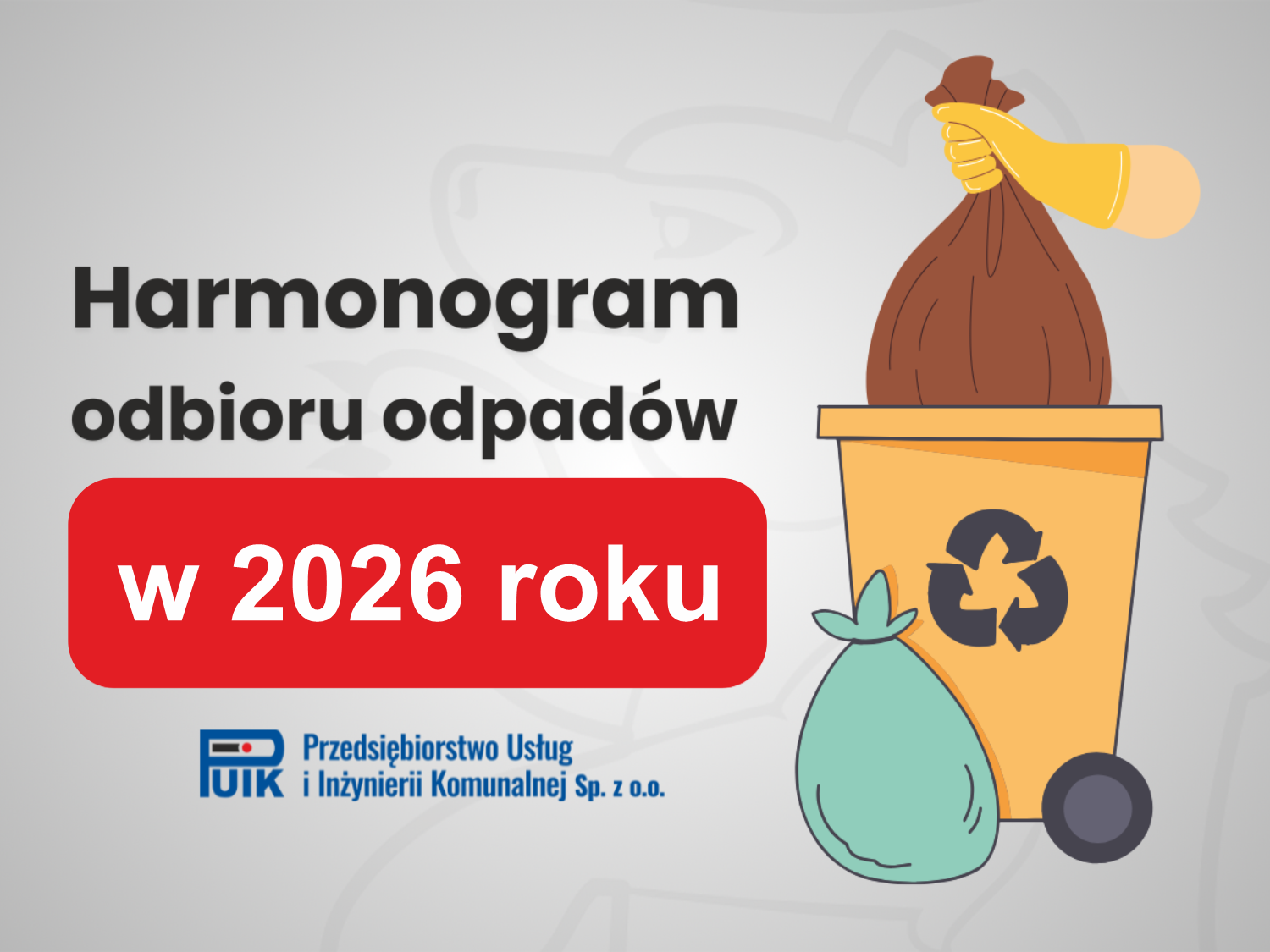 Harmonogram odbioru odpadów w 2026 r.